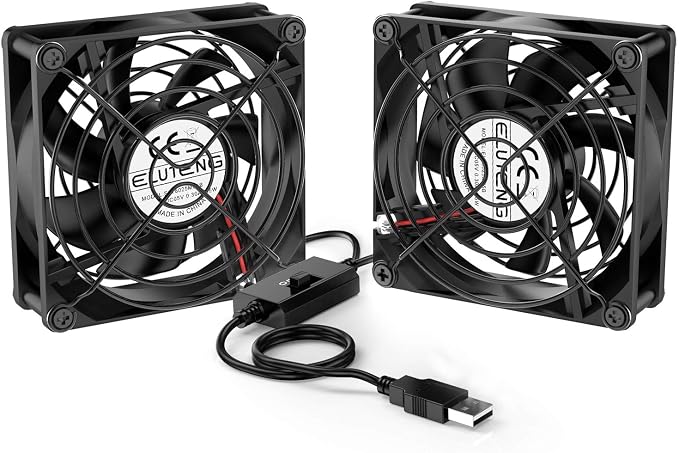 Dual USB Fan 80mm, 3 Speed Adjustable USB Ventilator with 2750RPM 5V Fan for Computer/Laptop/Router/TV Cabinet/DVR/Xbox/Game