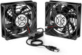 Dual USB Fan 80mm, 3 Speed Adjustable USB Ventilator with 2750RPM 5V Fan for Computer/Laptop/Router/TV Cabinet/DVR/Xbox/Game