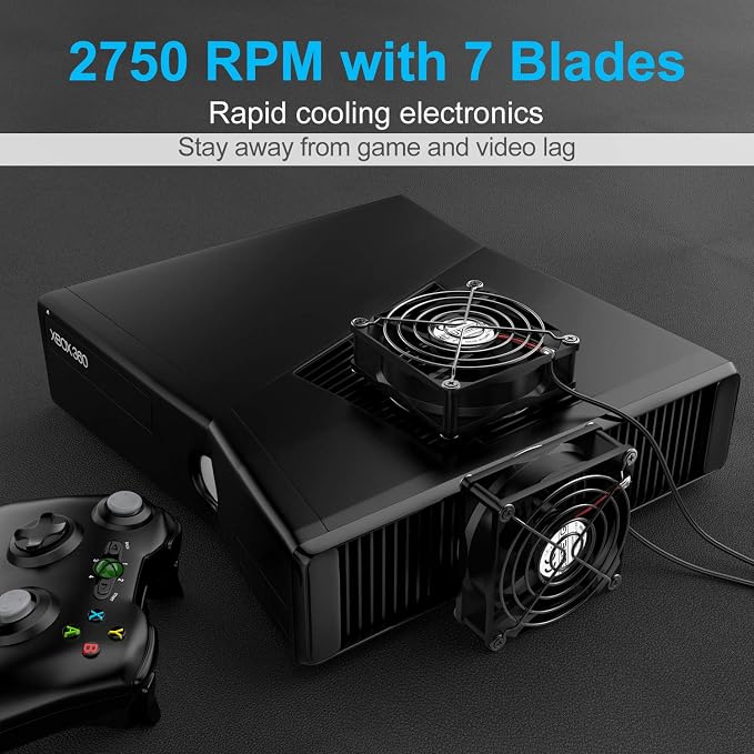 Dual USB Fan 80mm, 3 Speed Adjustable USB Ventilator with 2750RPM 5V Fan for Computer/Laptop/Router/TV Cabinet/DVR/Xbox/Game
