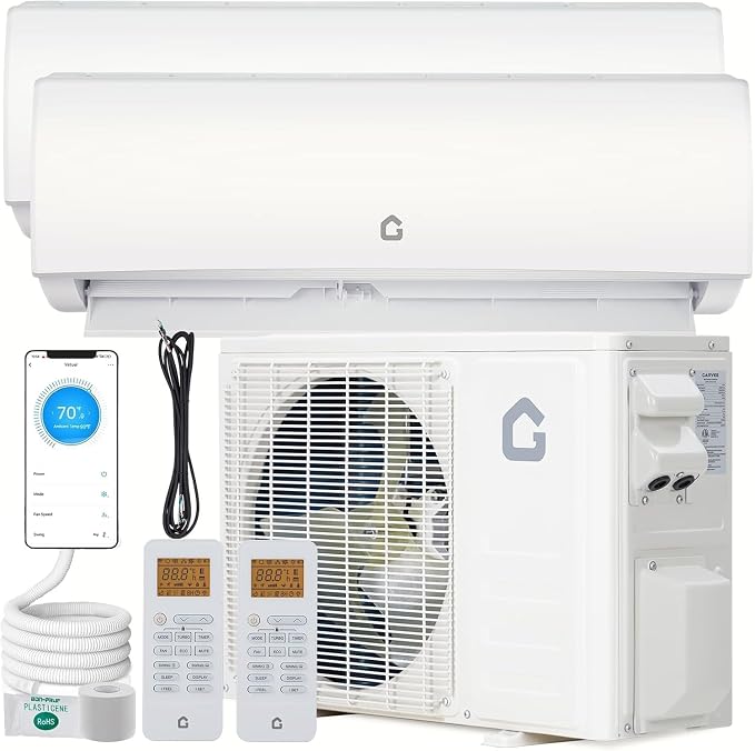 Dual Zone Mini Split AC/Heating System, 35,000 BTU 19 SEER2 18K+18K Ductless Inverter Wall Mounted Air Conditioner with Heat