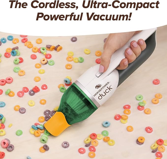 Duck Compact Cordless Vacuum, Ultra-Powerful Upgraded Battery for Extra-Long Run Time, AS SEEN ON TV, Strong Suction, Easy to