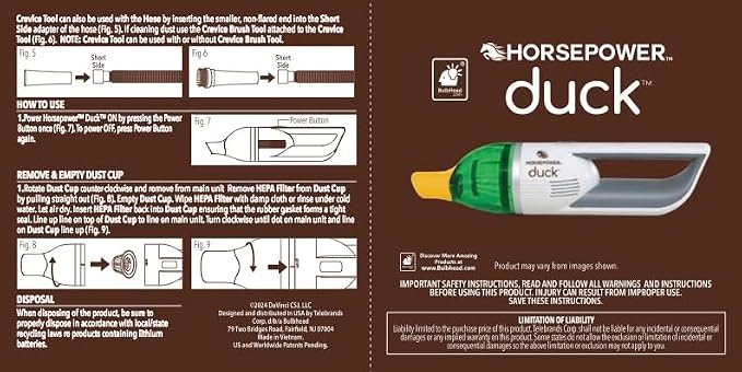 Duck Compact Cordless Vacuum, Ultra-Powerful Upgraded Battery for Extra-Long Run Time, AS SEEN ON TV, Strong Suction, Easy to