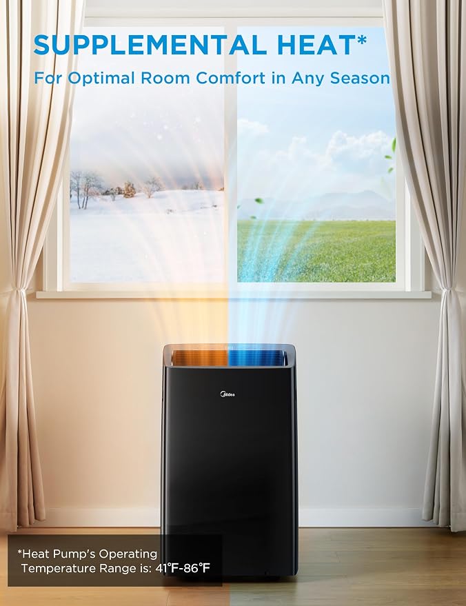 Duo 14,000 BTU (12,000 BTU SACC) High Efficiency Inverter Ultra Quiet Portable Air Conditioner, with Heat up to, alternate