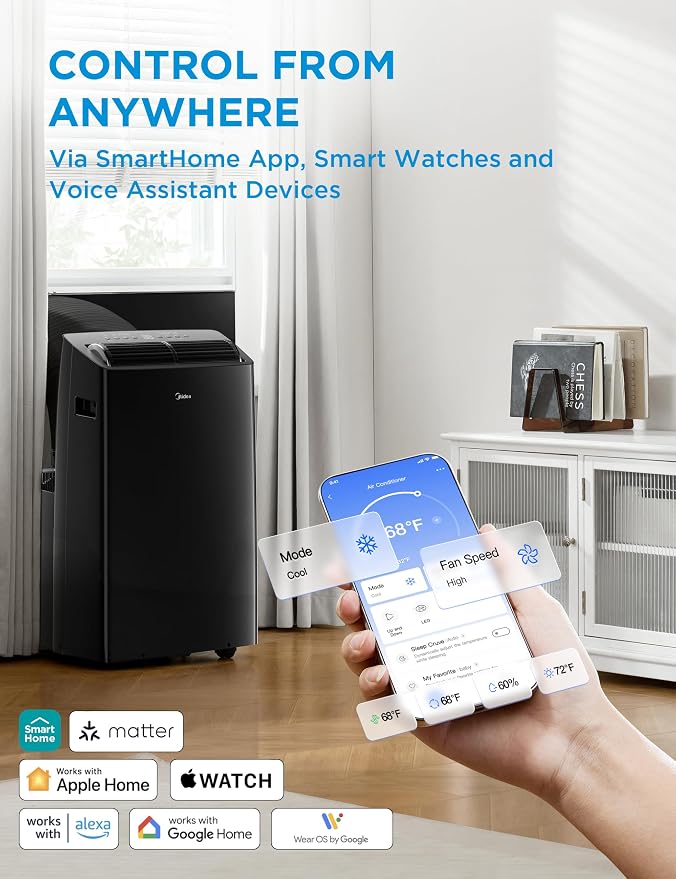 Duo 14,000 BTU (12,000 BTU SACC) High Efficiency Inverter Ultra Quiet Portable Air Conditioner, with Heat up to, alternate