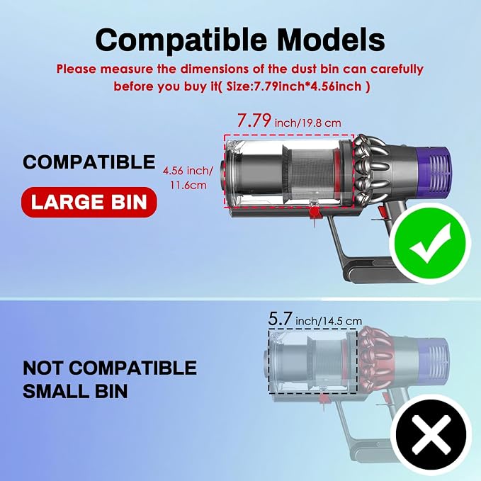 Dust Bin Replacement Compatible with Cyclone V10 Absolute,V10 Animal, V10 Animal Pro,V10 Total Clean +,SV12 Cordless Vacuum