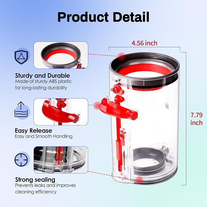Dust Bin Replacement Compatible with Cyclone V10 Absolute,V10 Animal, V10 Animal Pro,V10 Total Clean +,SV12 Cordless Vacuum