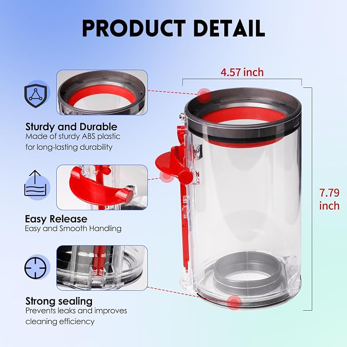 Dust Bin Replacement Compatible with V11 Animal,V11 Extra,V11 Torque Drive,V15 Detect,SV14,SV15,SV22 Cordless Vacuum