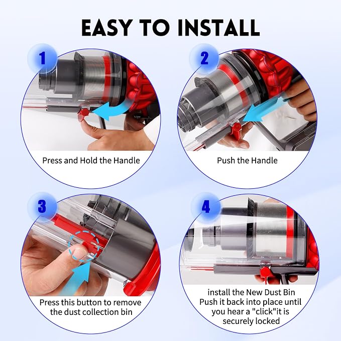 Dust Bin Replacement Compatible with V11 Animal,V11 Extra,V11 Torque Drive,V15 Detect,SV14,SV15,SV22 Cordless Vacuum