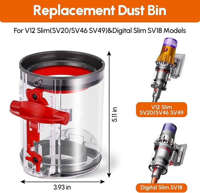 Dust Bin Replacement Parts for,For V12 SV18 SV20 Detect,Digital Vacuum Cleaner Canister Bin Accessories Part, alternate
