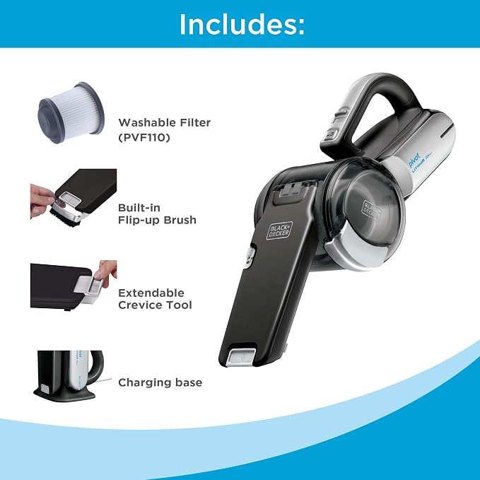 dust buster PIVOT VAC Handheld Vacuum Cordless, Car Vacuum Portable Rechargeable, Extendible Crevice Tool and 200 Degree