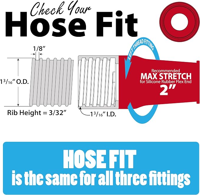 Dust Collection Power Tool Hose Sili Flex Fit Threaded Fittings - Silicone Shop Vacuum Hose Adapter Kit – Universal