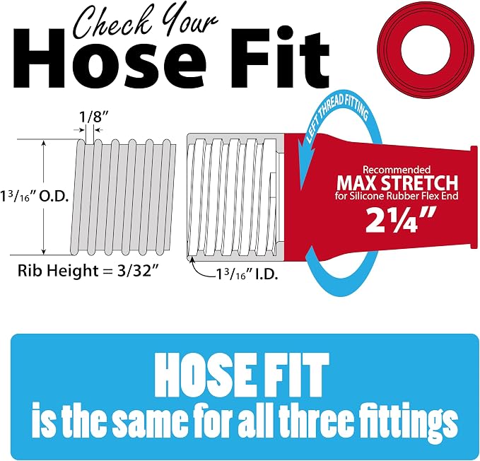 Dust Collection Power Tool Hose Sili Flex Fit Threaded Fittings - Silicone Shop Vacuum Hose Adapter Kit – Universal