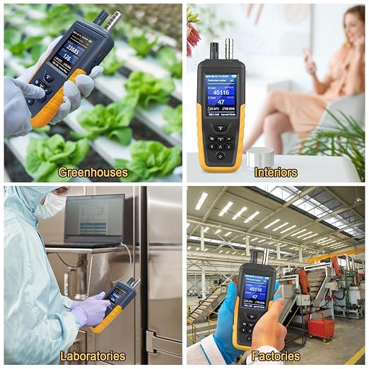 Dust Particle Counter High Sensitivity 3-Channel PM0.3/2.5/10 um Air Quality Monitor 0~1000μg/m3 USB Rechargeable Data