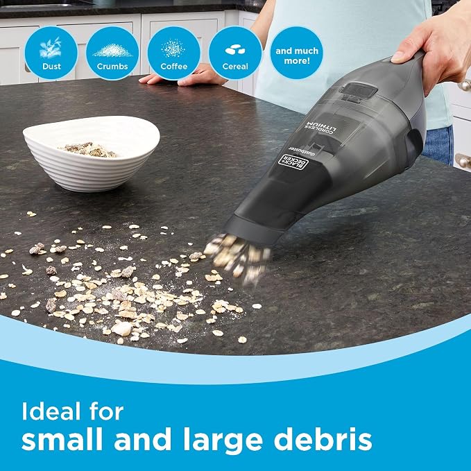 dustbuster Handheld Vacuum, 8V Cordless, Hand Vacuum for Quick Cleanup with Crevice Tool and Washable Filter (HNVC220BCZ01)