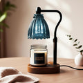 Dusty Blue Candle Warmer Lamp with Timer - Valentine Gift for Her, Modern Vintage Dark Academia, Dimmable, Adjustable