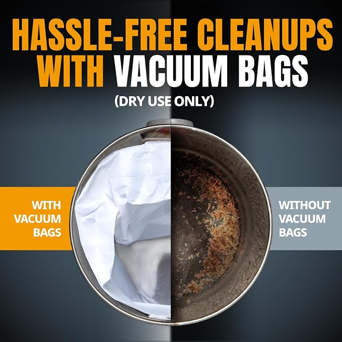 DWV9402 Fleece Bags for 70PK, for DWV010, DWV012, DWV015 8 & 10 Gallon Dust Extractor, Replacement Shop Vacuum