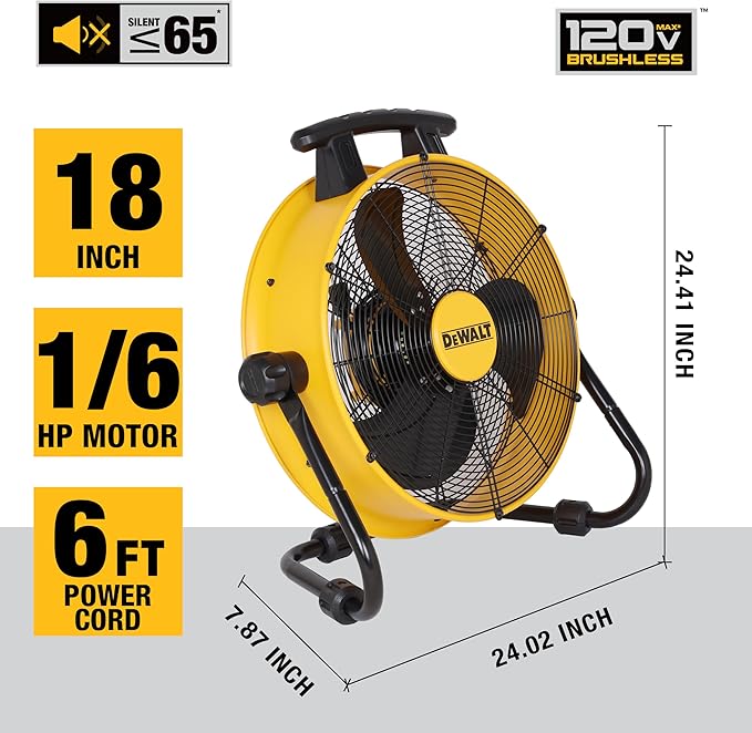 DXF1840 Floor Fan, Industrial Fans, 18 Inch High Velocity Fan with 3-Speed Heavy Duty Air Circulator and 180 Adjustable Tilt