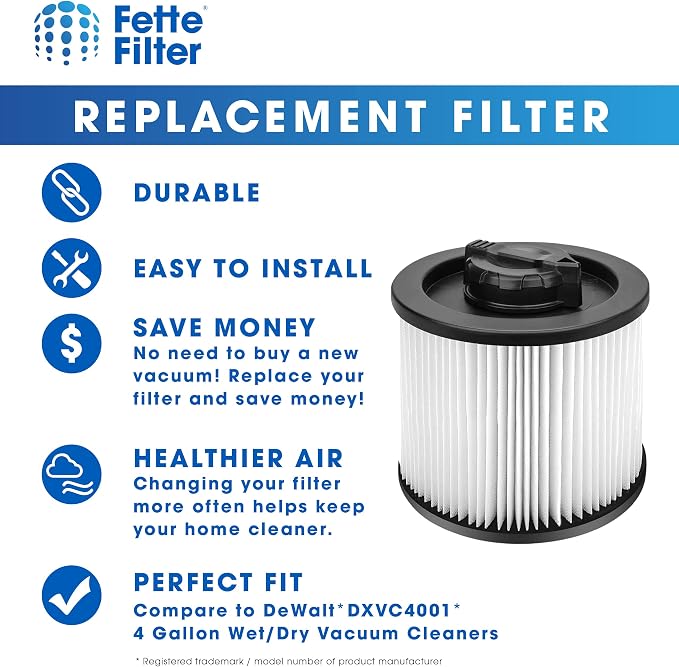 DXVC4001 HEPA Filter Compatible with DXV04T DXV05P DXV05S DXV08S DXV06G Wet Dry Shop Vacuums., alternate product view