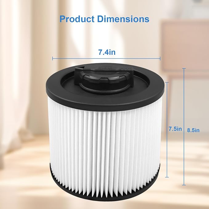 DXVC6910 Cartridge Filter for Wet/Dry Vacuum 6-16 Gallon DXV06P DXVC6910 DXV09P DXV10P DXV10PL DXV10SA DXV12P DXV14P