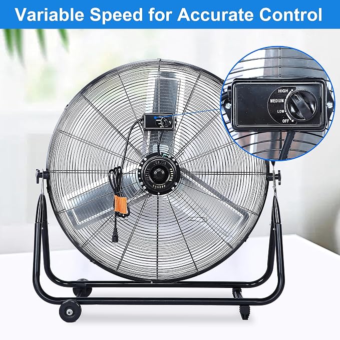 Dynamic 30-Inch Floor Fan with Roll Booster - Industrial-Grade Airflow, 360 Degree Adjustable Tilt, and Portable Design for