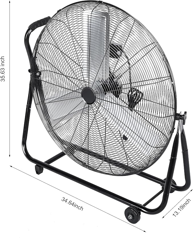 Dynamic 30-Inch Floor Fan with Roll Booster - Industrial-Grade Airflow, 360 Degree Adjustable Tilt, and Portable Design for