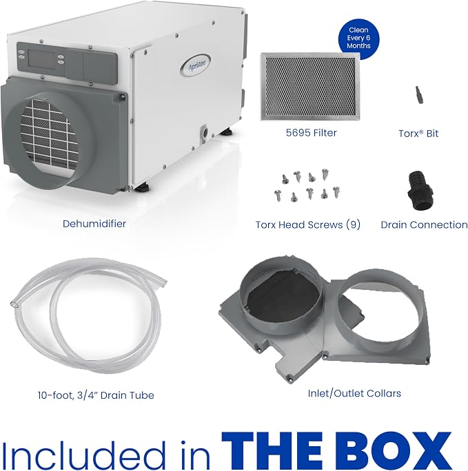 E070 Crawl Space Dehumidifier for Basement & Crawlspace – 70-Pint High-Capacity Commercial Dehumidifier for Homes Up to