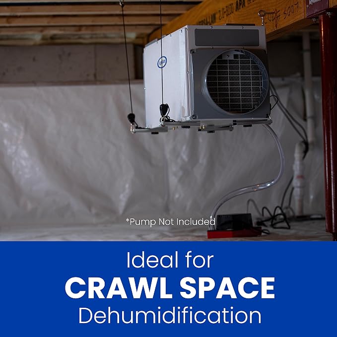 E070 Pro 70-Pint Crawl Space Dehumidifier + Model 76 Wall Mount Control, Whole-House Dehumidifier for Basement, Crawlspace