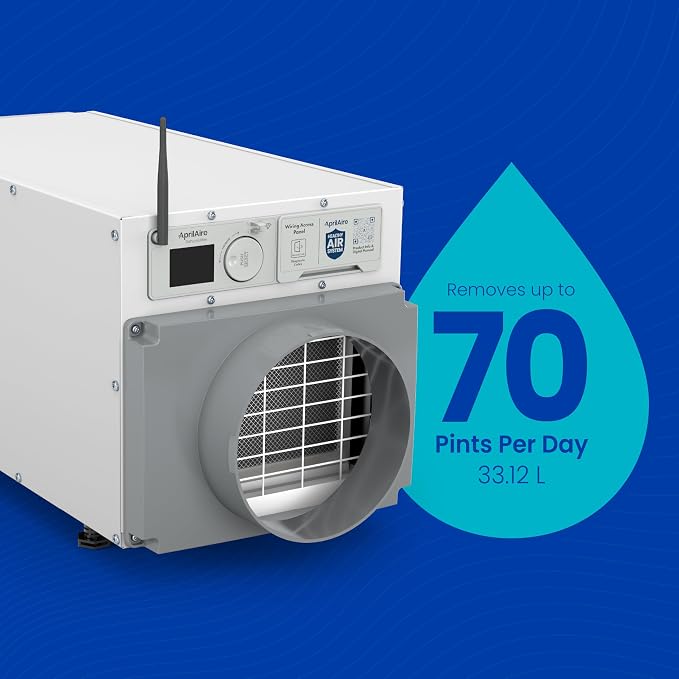 E070W Smart Wi-Fi Crawl Space Dehumidifier, 70-Pint Commercial Whole-House Dehumidifier for Basement, alternate product view