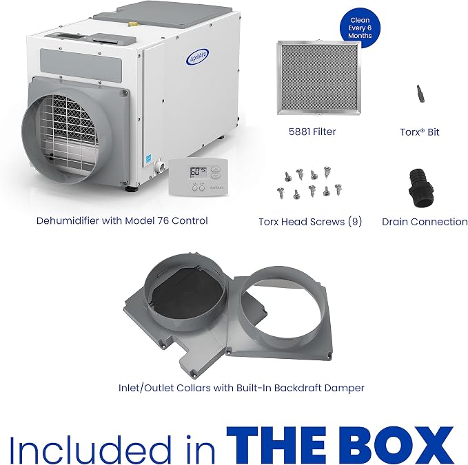 E080 Pro 80-Pint Whole-House Dehumidifier + Model 76 Wall Mount Control, Ideal for Basements, Crawlspaces, alternate product