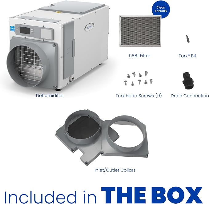 E080 Whole House Dehumidifier for Basement & Crawl Space – 80-Pint High-Capacity Commercial Dehumidifier for Homes Up to