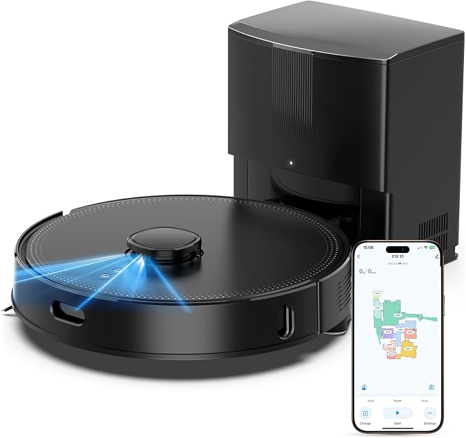 E10+ Robot Vacuums and Mop, 75-Day Self-Emptying, 8000PA Suction, LiDAR Navigation, Home Mapping, APP & Voice Control
