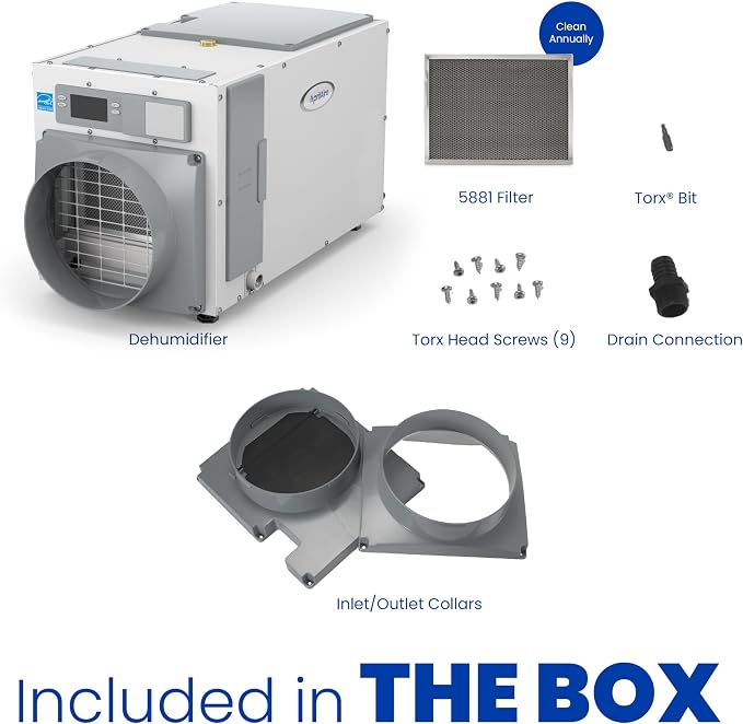 E100 Whole House Dehumidifier for Basement & Crawl Space – 100-Pint High-Capacity Commercial Dehumidifier for Homes Up to