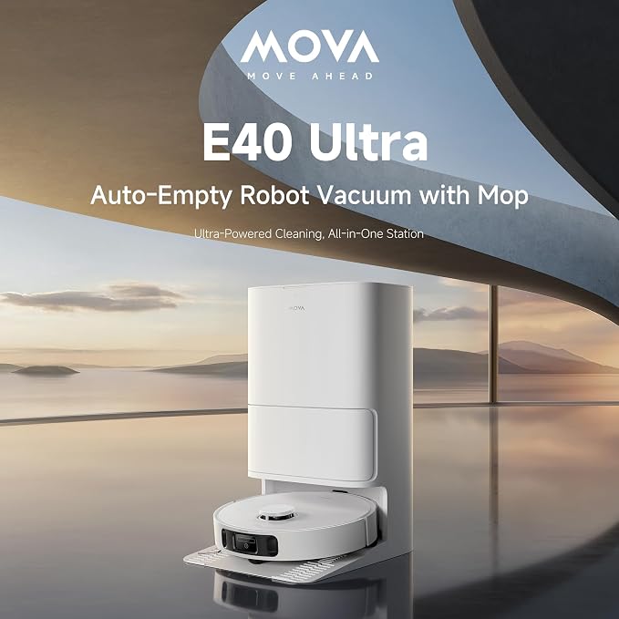 E40 Ultra Robot Vacuum and Mop, 19,000Pa Suction, Extenable & Liftable Mop, All-in-One Station, Auto-Empty, Auto Washing &