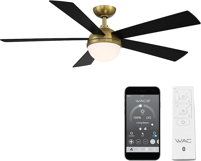 Eclipse 5-Blade Aluminum Smart Ceiling Fan in Brass/Matte Black, product image