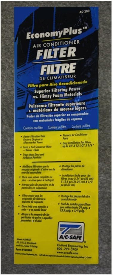 EconomyPlus 15 in. W x 24 in. H x 1/4 in. D Polyester Air Conditioner Filter-Total Qty, 1 Count (Pack of 1), Gray|Grey