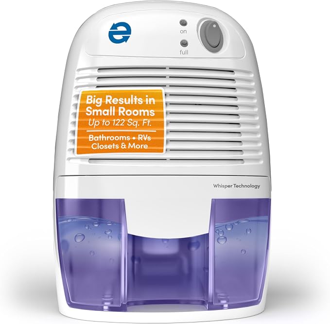 EDV-1100 Whisper-quiet 16 OZ Dehumidifier with Auto Shut Off and Restart for small spaces in your Home, RV, Automobile