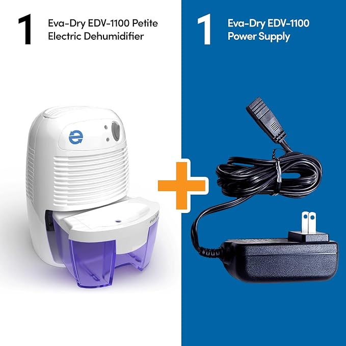 EDV-1100 Whisper-quiet 16 OZ Dehumidifier with Auto Shut Off and Restart for small spaces in your Home, RV, Automobile