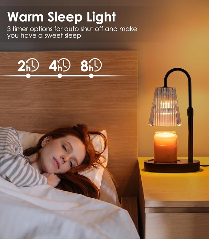 Electric Candle Lamps Warmer with Dimmer Adjustable Height Timer Lamp Candles Warmers Glass Vintage, alternate product view 4