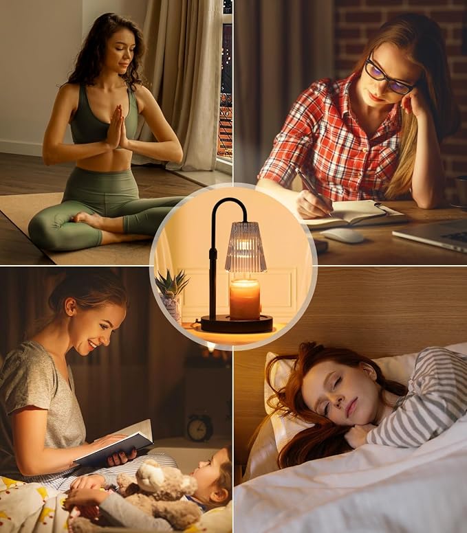 Electric Candle Lamps Warmer with Dimmer Adjustable Height Timer Lamp Candles Warmers Glass Vintage, alternate product view 7