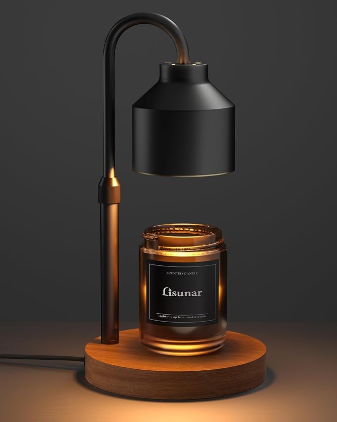 Electric Candle Warmer Lamp Black, Candle Lamp Warmer with Timer, Wax Warmer Lamp for Jar Candles, Adjustable Height Candle
