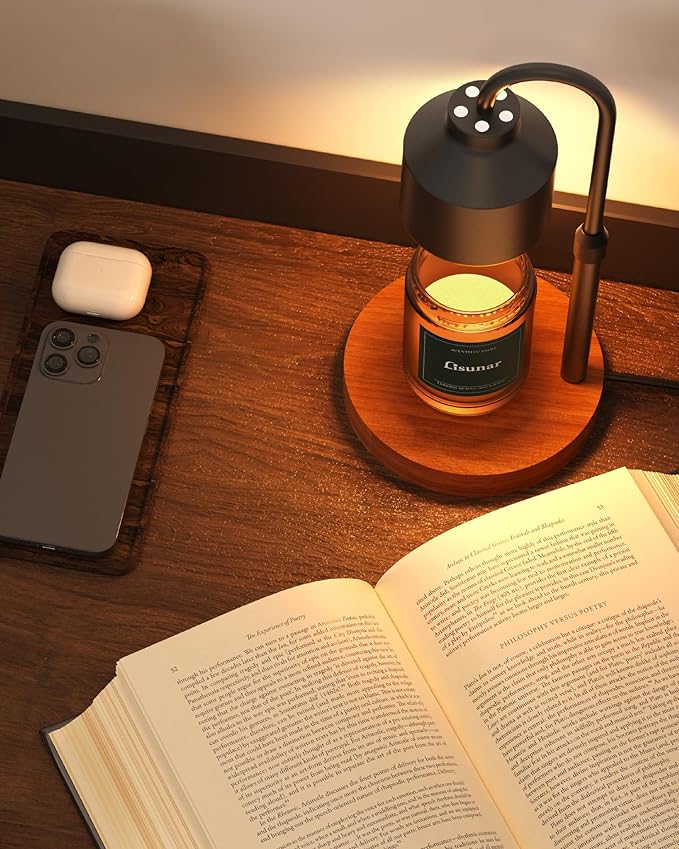 Electric Candle Warmer Lamp Black, Candle Lamp Warmer with Timer, Wax Warmer Lamp for Jar Candles, Adjustable Height Candle