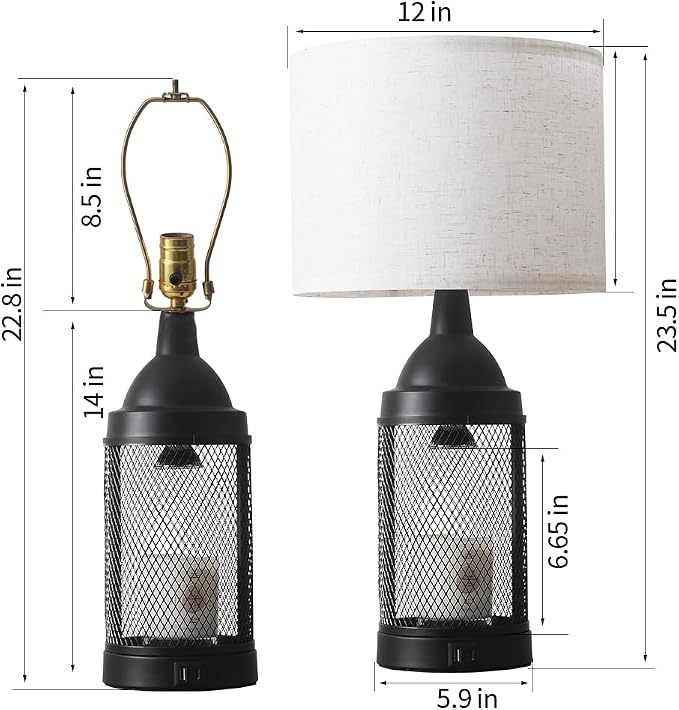 Electric Candle Warmer Lamp Dlack,24H Cycle Timer, Dimmable, Dual Charging Port, Wax Melt Warmer with 2 Bulbs,Country Lamps