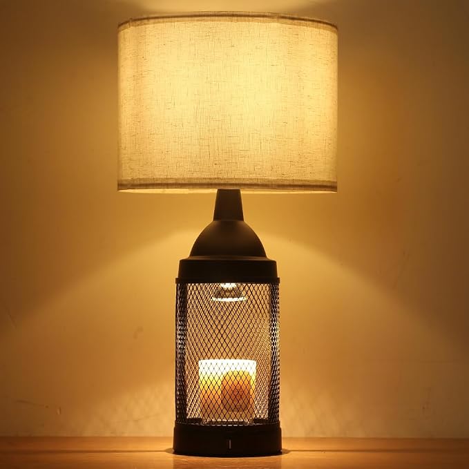 Electric Candle Warmer Lamp Dlack,24H Cycle Timer, Dimmable, Dual Charging Port, Wax Melt Warmer with 2 Bulbs,Country Lamps