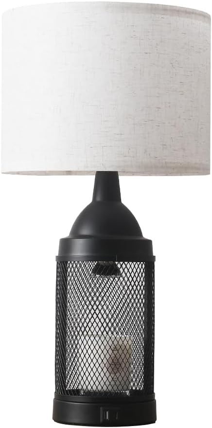 Electric Candle Warmer Lamp Dlack,24H Cycle Timer, Dimmable, Dual Charging Port, Wax Melt Warmer with 2 Bulbs,Country Lamps
