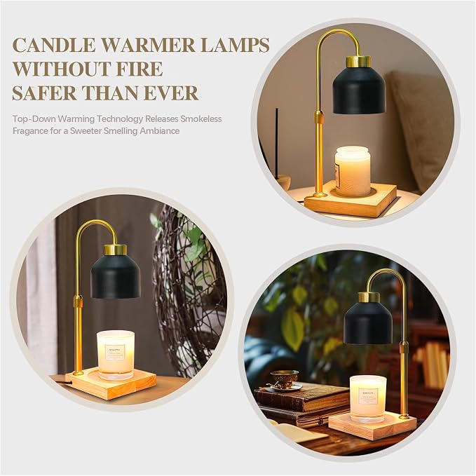 Electric Candle Warmer Lamp with 2H/4H/8H Timer Dimming Height Adjustable Safety Night Lamp, Home Scented Jar Candles Decor