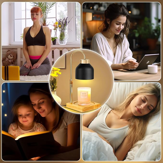 Electric Candle Warmer Lamp with 2H/4H/8H Timer Dimming Height Adjustable Safety Night Lamp, Home Scented Jar Candles Decor