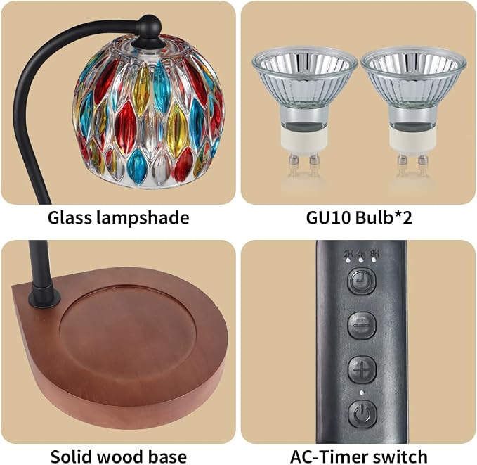 Electric Candle Warmer Lamp with Timer&Dimmable for Jar Scented Candles, alternate product view 4