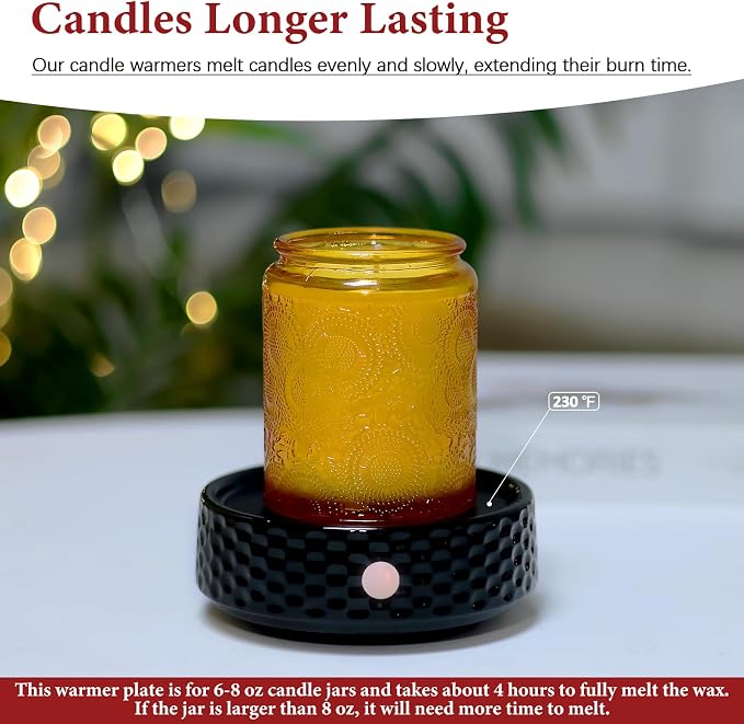 Electric Large Candle Warmer Plate - Ceramic Candle Wax Warmers for Jar Candles, Coffee Mug Warmer, Cup Warmers for Home