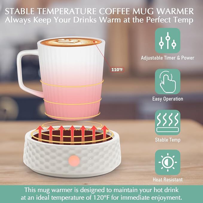 Electric Large Candle Warmer Plate - Ceramic Candle Wax Warmers Timer Adjust Fragrance Intensity Auto Shut Off for Home