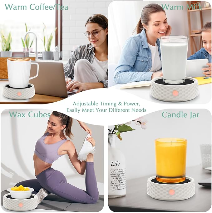 Electric Large Candle Warmer Plate - Ceramic Candle Wax Warmers Timer Adjust Fragrance Intensity Auto Shut Off for Home